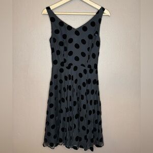 Bloomingdales Polka Dot Silk Blend Black Dress Size 4P Cocktail Minimalist Glam